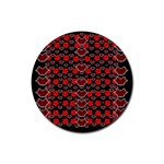 Red Lips And Roses Just For Love Rubber Round Coaster (4 pack)  Front