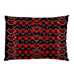 Red Lips And Roses Just For Love Pillow Case by pepitasart