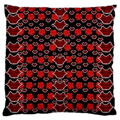 Red Lips And Roses Just For Love Large Cushion Case (two Sides) by pepitasart