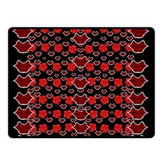 Red Lips And Roses Just For Love Double Sided Fleece Blanket (small)  by pepitasart