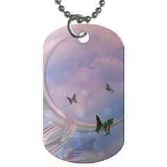 The Wonderful Moon With Butterflies Dog Tag (two Sides) by FantasyWorld7