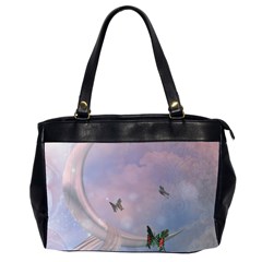 The Wonderful Moon With Butterflies Oversize Office Handbag (2 Sides) by FantasyWorld7