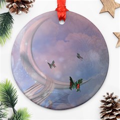 The Wonderful Moon With Butterflies Ornament (round) by FantasyWorld7