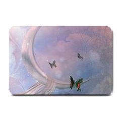 The Wonderful Moon With Butterflies Small Doormat  by FantasyWorld7