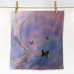 The Wonderful Moon With Butterflies Face Towel by FantasyWorld7