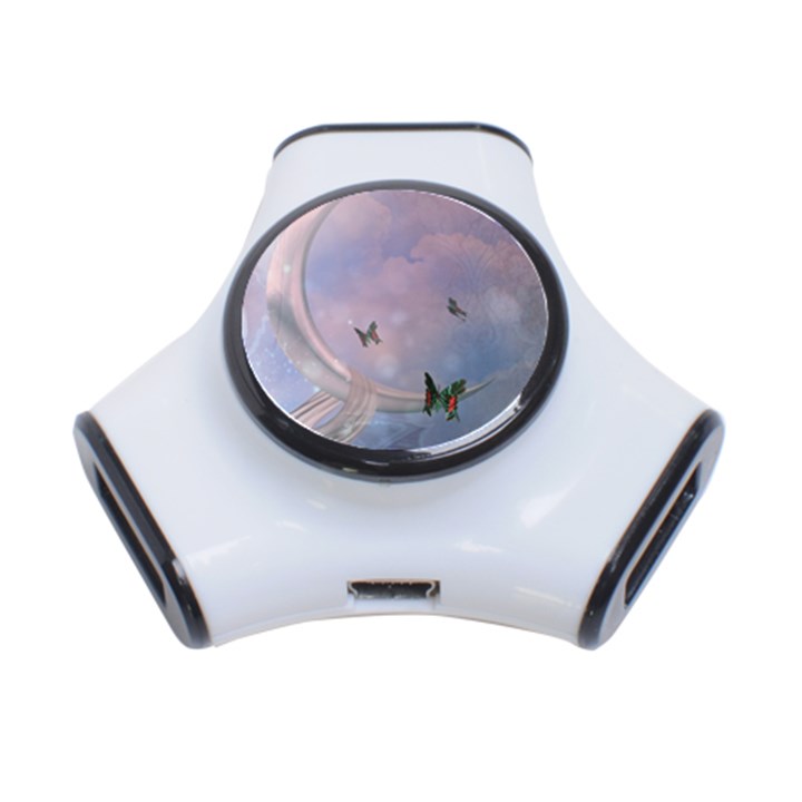 The Wonderful Moon With Butterflies 3-Port USB Hub