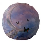 The Wonderful Moon With Butterflies Large 18  Premium Flano Round Cushions