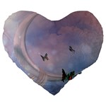 The Wonderful Moon With Butterflies Large 19  Premium Flano Heart Shape Cushions