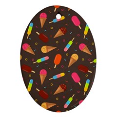 Ice Cream Pattern Seamless Ornament (oval) by Celenk