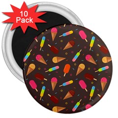 Ice Cream Pattern Seamless 3  Magnets (10 Pack)  by Celenk