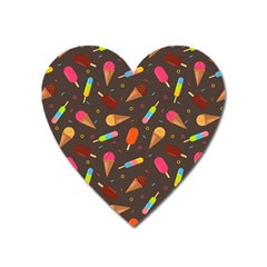 Ice Cream Pattern Seamless Heart Magnet by Celenk