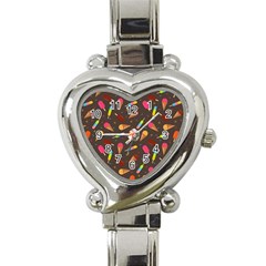 Ice Cream Pattern Seamless Heart Italian Charm Watch by Celenk