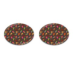 Ice Cream Pattern Seamless Cufflinks (oval) by Celenk