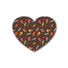 Ice Cream Pattern Seamless Rubber Coaster (heart)  by Celenk