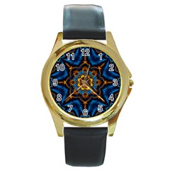 Pattern Abstract Background Art Round Gold Metal Watch