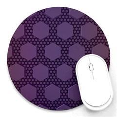 Hexagon Grid Geometric Hexagonal Round Mousepads by Celenk