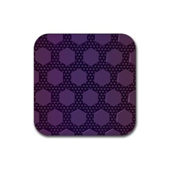 Hexagon Grid Geometric Hexagonal Rubber Coaster (square)  by Celenk