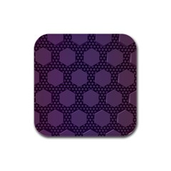 Hexagon Grid Geometric Hexagonal Rubber Square Coaster (4 Pack)  by Celenk