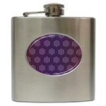 Hexagon Grid Geometric Hexagonal Hip Flask (6 oz) Front