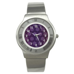 Hexagon Grid Geometric Hexagonal Stainless Steel Watch by Celenk