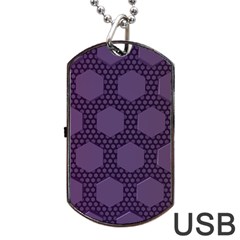 Hexagon Grid Geometric Hexagonal Dog Tag Usb Flash (two Sides) by Celenk