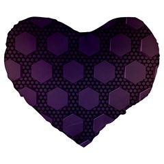 Hexagon Grid Geometric Hexagonal Large 19  Premium Heart Shape Cushions by Celenk