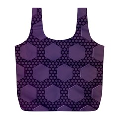 Hexagon Grid Geometric Hexagonal Full Print Recycle Bag (l) by Celenk