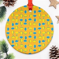 Lemons Ongoing Pattern Texture Ornament (round) by Celenk