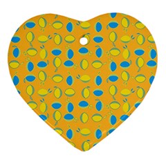 Lemons Ongoing Pattern Texture Ornament (heart) by Celenk