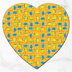 Lemons Ongoing Pattern Texture Jigsaw Puzzle (heart) by Celenk