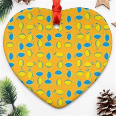 Lemons Ongoing Pattern Texture Heart Ornament (two Sides) by Celenk