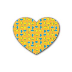 Lemons Ongoing Pattern Texture Heart Coaster (4 Pack)  by Celenk