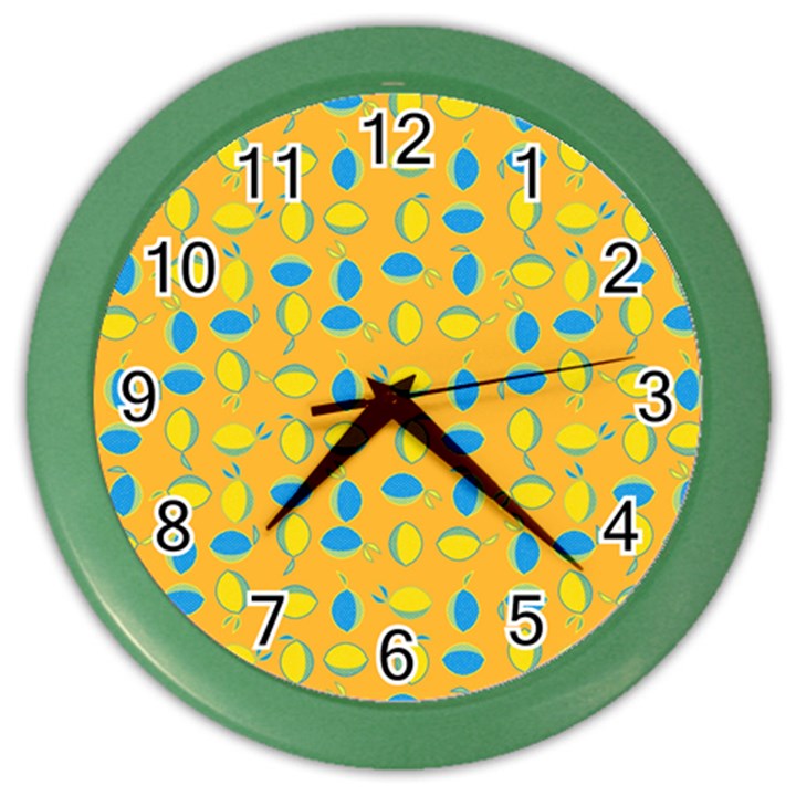 Lemons Ongoing Pattern Texture Color Wall Clock