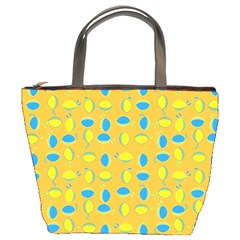 Lemons Ongoing Pattern Texture Bucket Bag by Celenk