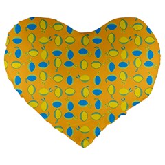 Lemons Ongoing Pattern Texture Large 19  Premium Heart Shape Cushions by Celenk