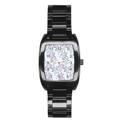 Flower Pattern Pattern Design Stainless Steel Barrel Watch by Celenk