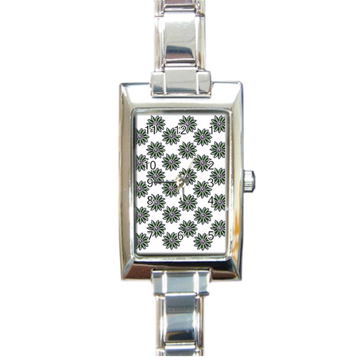 Graphic Pattern Flowers Rectangle Italian Charm Watch