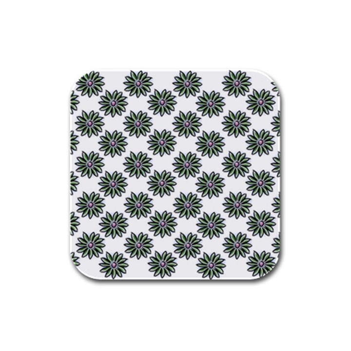 Graphic Pattern Flowers Rubber Square Coaster (4 pack) 