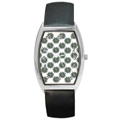 Graphic Pattern Flowers Barrel Style Metal Watch by Celenk