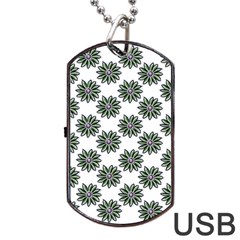 Graphic Pattern Flowers Dog Tag Usb Flash (two Sides) by Celenk