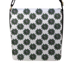 Graphic Pattern Flowers Flap Closure Messenger Bag (l) by Celenk