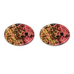 Plant Leaves Foliage Pattern Cufflinks (oval) by Celenk