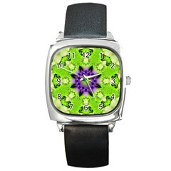 Abstract Background Art  Pattern Square Metal Watch