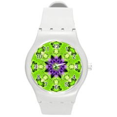 Abstract Background Art  Pattern Round Plastic Sport Watch (m) by Celenk