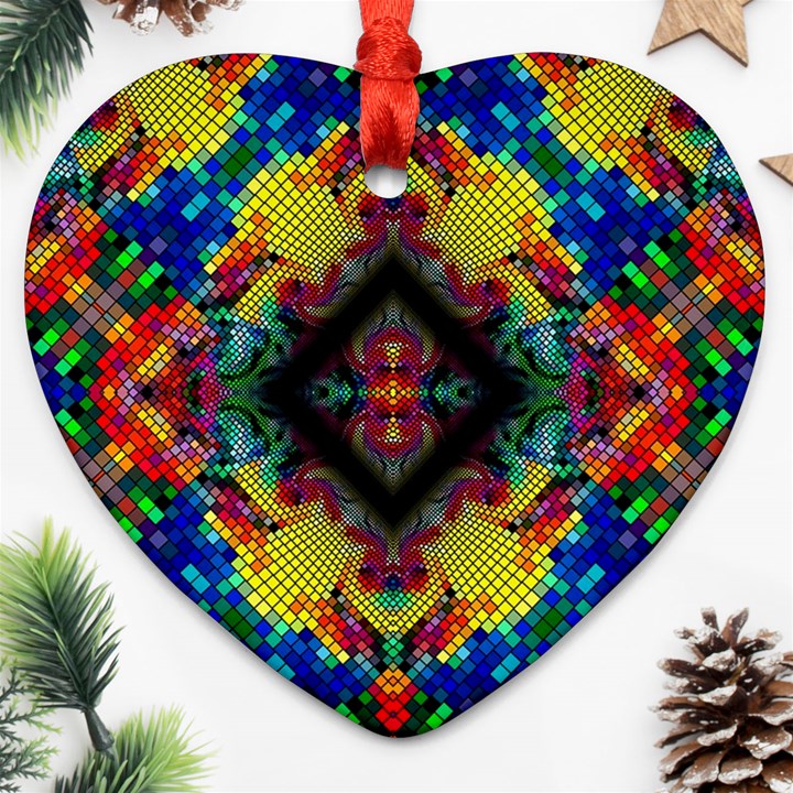 Kaleidoscope Art Pattern Ornament Ornament (Heart)