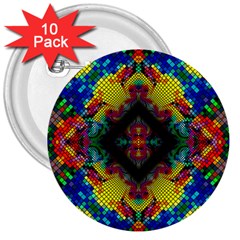 Kaleidoscope Art Pattern Ornament 3  Buttons (10 Pack)  by Celenk