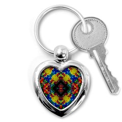 Kaleidoscope Art Pattern Ornament Key Chains (heart)  by Celenk