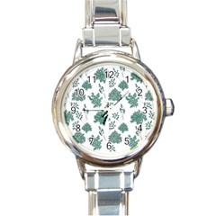 Flower Pattern Pattern Design Round Italian Charm Watch by Celenk