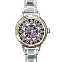 Pattern Abstract Background Art Round Italian Charm Watch