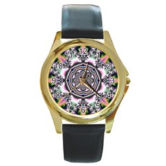 Pattern Abstract Background Art Round Gold Metal Watch